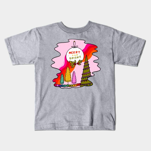 Merry and Bright Kids T-Shirt by Doodle by Meg